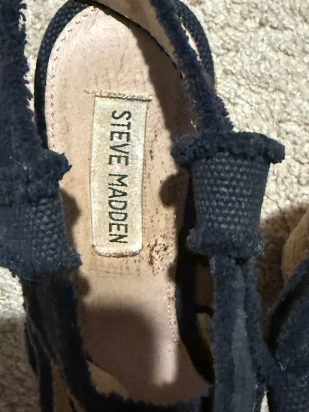 Steve Madden Black Canvas Espadrille Wedge Sandals